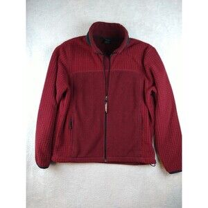 L.L. Bean Women's Grided Fleece Jacket Size Medium Polartec Full Zip Pockets Red